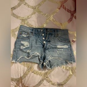 ripped denim boyfriend shorts
